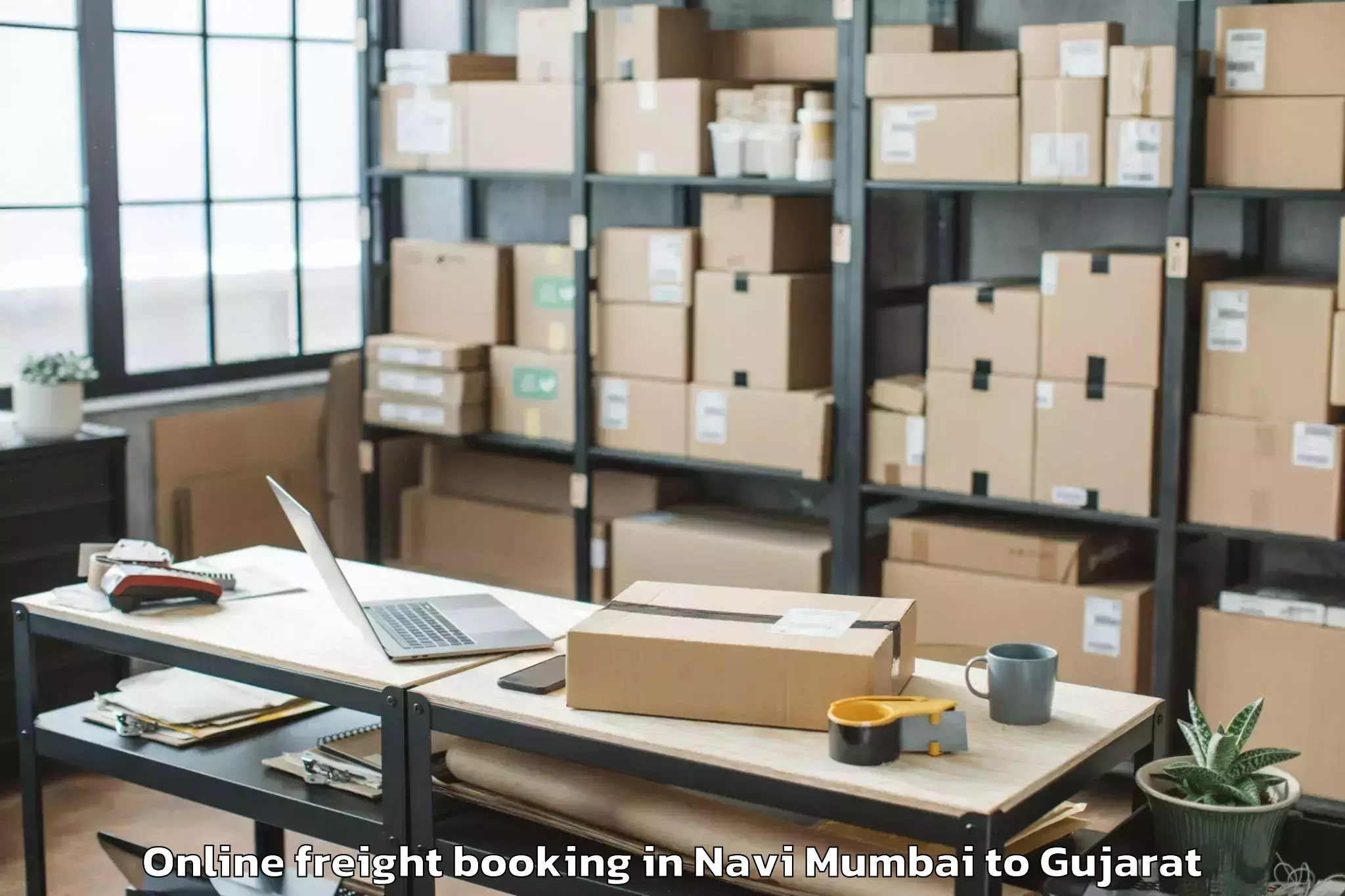 Top Navi Mumbai to Upleta Online Freight Booking Available